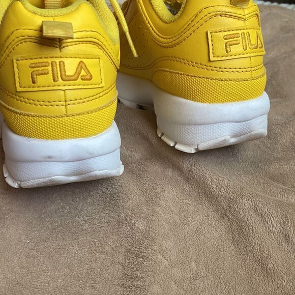 FILA DISRUPTOR II Script Athletic Shoes Yellow Women's Size 4 - Picture 5 of 10